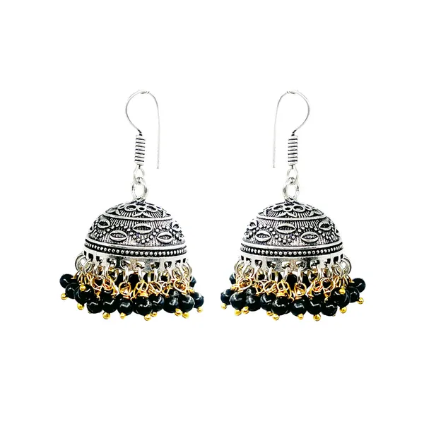 Black_Beauty_Oxidised_Black_Beaded_Jhumka_Earrings_|_Traditional_Dome_Earrings_For_Girls_&_Women_|_Elegant_Ethnic_Jewellery