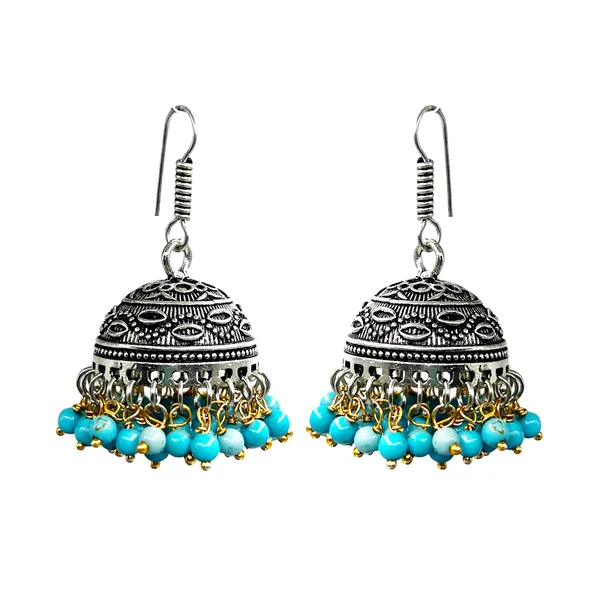 Cyan_Charm_Oxidised_Cyan_Blue_Jhumka_Earrings_|_Boho_Dome_Earrings_For_Women_|_Handmade_Ethnic_Jewellery_With_Turquoise_Beads