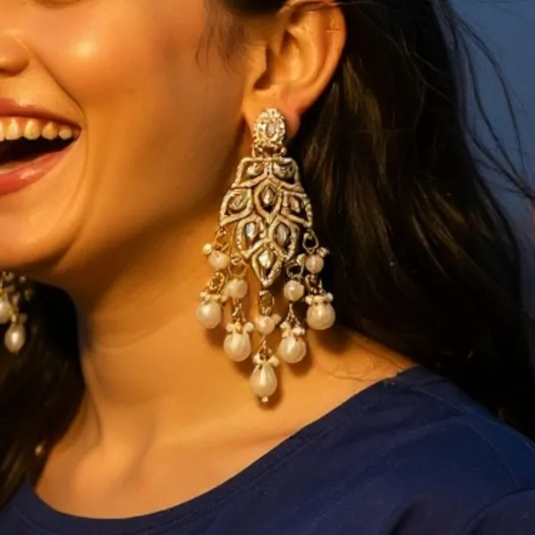 White_White_Pearl_&_Kundan_Dangler_Earrings_Elegant_Traditional_Jewellery_For_Women_-_White