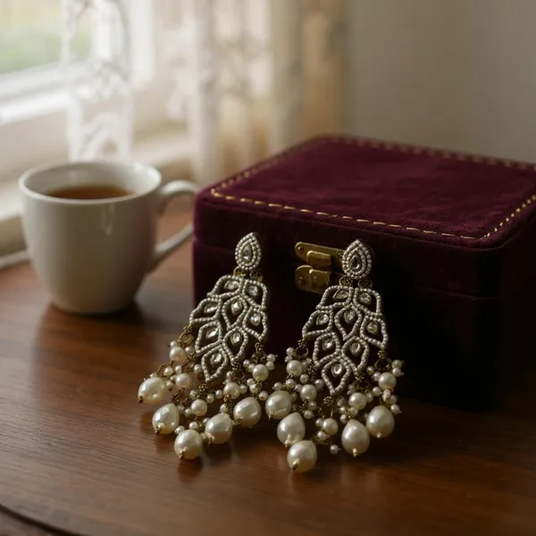 White_White_Pearl_&_Kundan_Dangler_Earrings_Elegant_Traditional_Jewellery_For_Women_-_White
