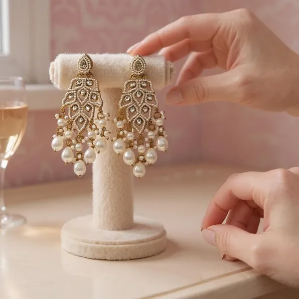 White_White_Pearl_&_Kundan_Dangler_Earrings_Elegant_Traditional_Jewellery_For_Women_-_White