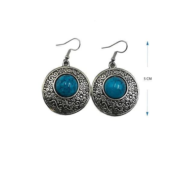 Blue_Oxidised_Monalisa_Stone_Earrings_Round_Stone_With_Floral_Carving_Lightweight_Boho_Jewellery_For_Women