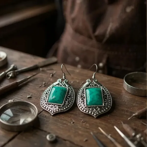Green_Oxidised_Monalisa_Stone_Earrings_Rectangular_Stone_With_Intricate_Frame_Lightweight_Ethnic_Jewellery_For_Women