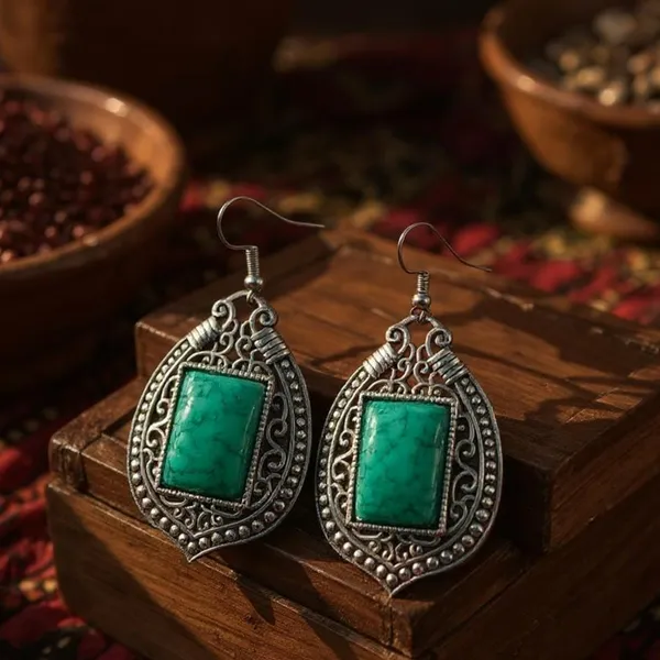 Green_Oxidised_Monalisa_Stone_Earrings_Rectangular_Stone_With_Intricate_Frame_Lightweight_Ethnic_Jewellery_For_Women