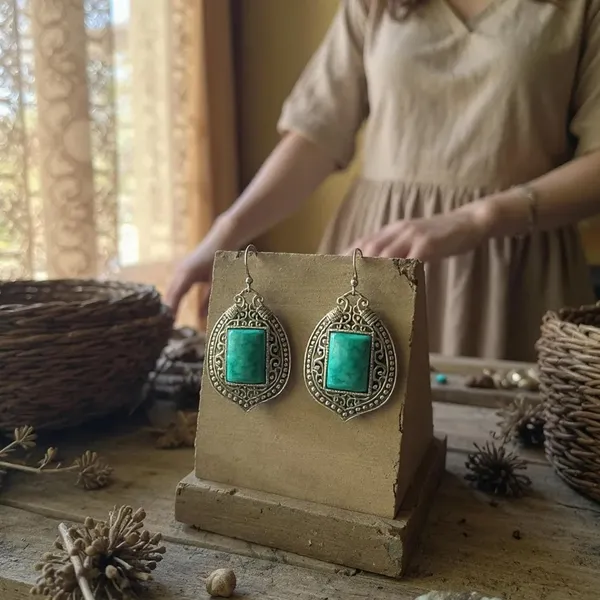 Green_Oxidised_Monalisa_Stone_Earrings_Rectangular_Stone_With_Intricate_Frame_Lightweight_Ethnic_Jewellery_For_Women