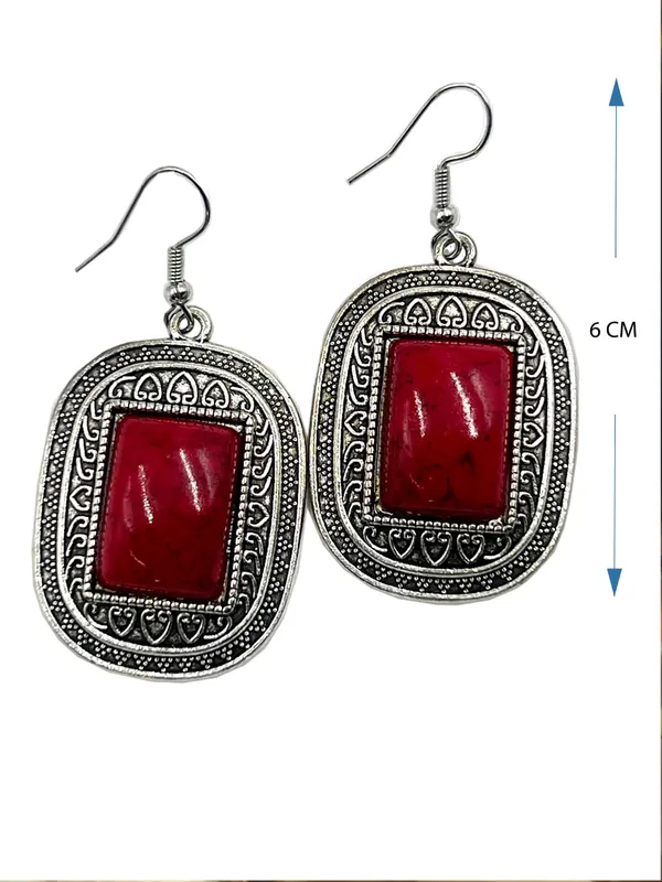 Red_Oxidised_Monalisa_Stone_Earrings_Rectangular_Stone_With_Antique_Frame_Lightweight_Ethnic_Jewellery_For_Women