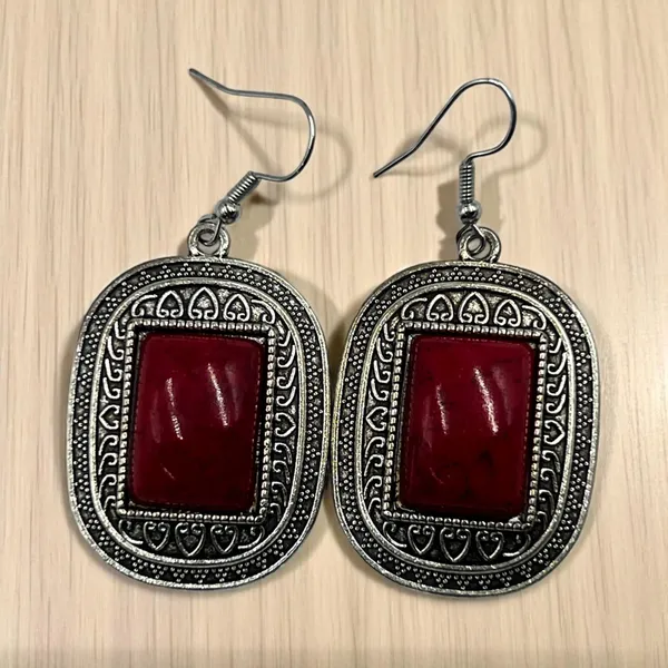 Red_Oxidised_Monalisa_Stone_Earrings_Rectangular_Stone_With_Antique_Frame_Lightweight_Ethnic_Jewellery_For_Women