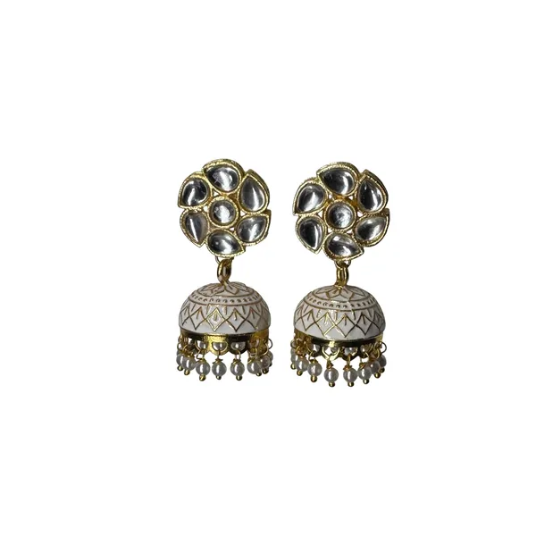 White_White_Meenakari_Jhumka_Earrings_With_Pearl_Drops_|_Handcrafted_Enamel_Work_|_Wedding_&_Festive_Jewellery