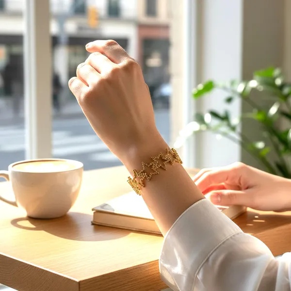 Golden_Women_18K_Gold_Polished_Open_Cuff_Women_Bracelet_Anti-Tarnish_Adjustable_Ss_Bangle