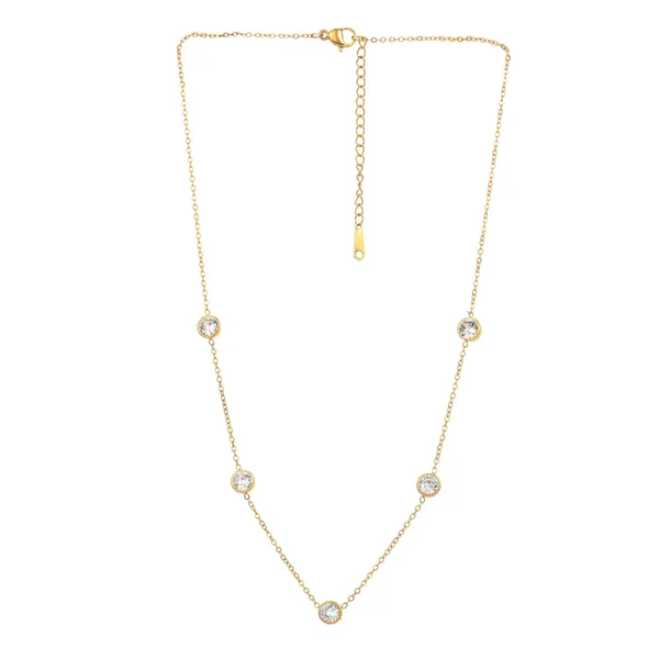 Golden_Women_18K_Gold_Polished_Multicolor_Stone_Charm_Necklace_Stainless_Steel_Anti-Tarnish_Dainty_Chain