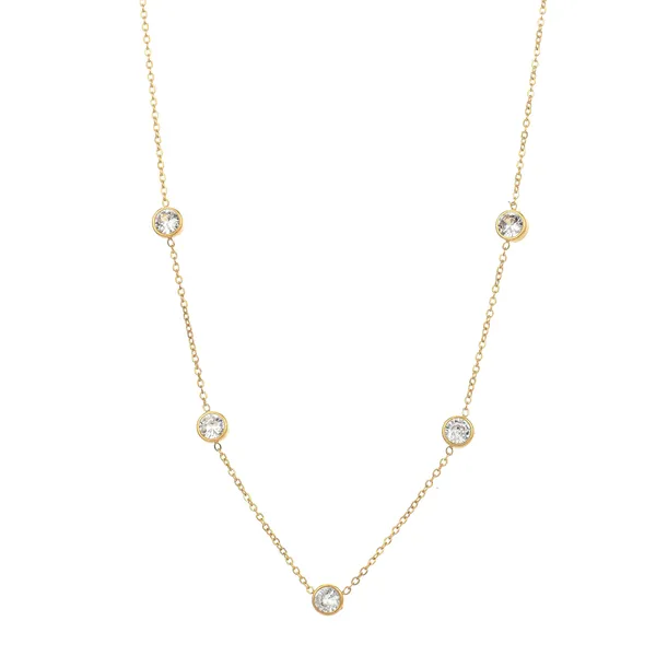 Golden_Women_18K_Gold_Polished_Multicolor_Stone_Charm_Necklace_Stainless_Steel_Anti-Tarnish_Dainty_Chain