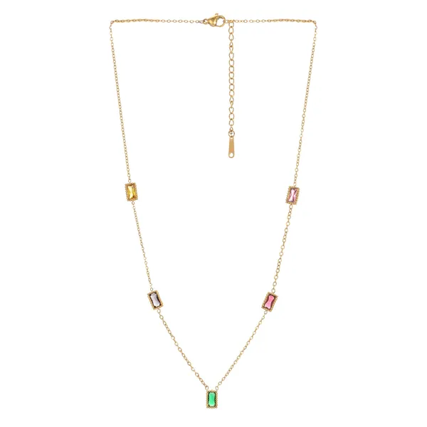 Golden_Women_Minimal_Clear_Stone_Bezel_Necklace_Stainless_Steel_18K_Gold_Polished_Anti-Tarnish_Chain