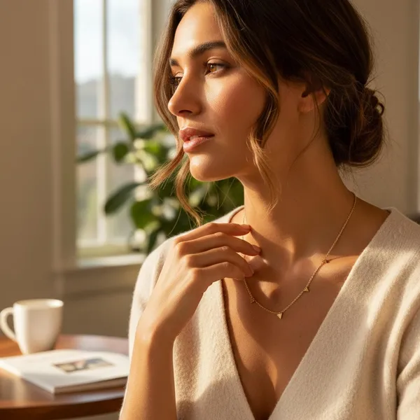Golden_Women_18K_Gold_Polished_Triangle_Charm_Necklace_Anti-Tarnish_Ss_Minimal_Chain