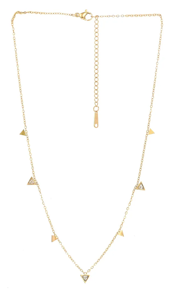 Golden_Women_18K_Gold_Polished_Triangle_Charm_Necklace_Anti-Tarnish_Ss_Minimal_Chain