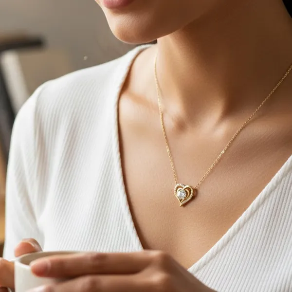 Golden_Women_18K_Gold_Polished_Solid_Heart_Swirl_Pendant_Necklace_Anti_Tarnish_Design