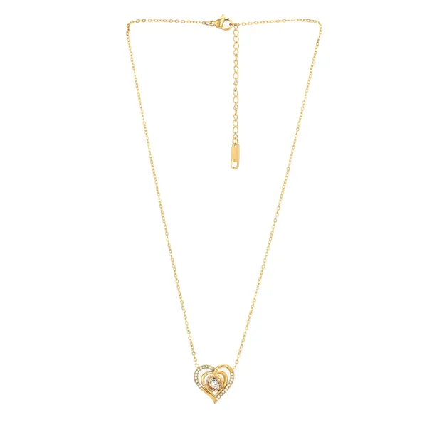 Golden_Women_18K_Gold_Polished_Solid_Heart_Swirl_Pendant_Necklace_Anti_Tarnish_Design