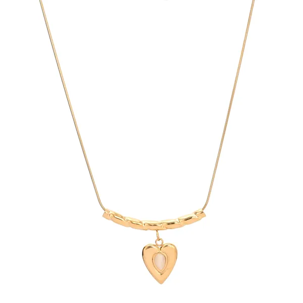 Golden_Women_18K_Gold_Polished_Smooth_Classic_Heart_Pendant_Necklace_Anti_Tarnish_Design