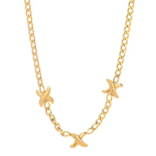 Golden_Women_18K_Gold_Polished_Pendant_Necklace_Ss_Anti-Tarnish_Link_Chain