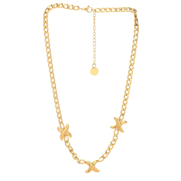 Golden_Women_18K_Gold_Polished_Pendant_Necklace_Ss_Anti-Tarnish_Link_Chain