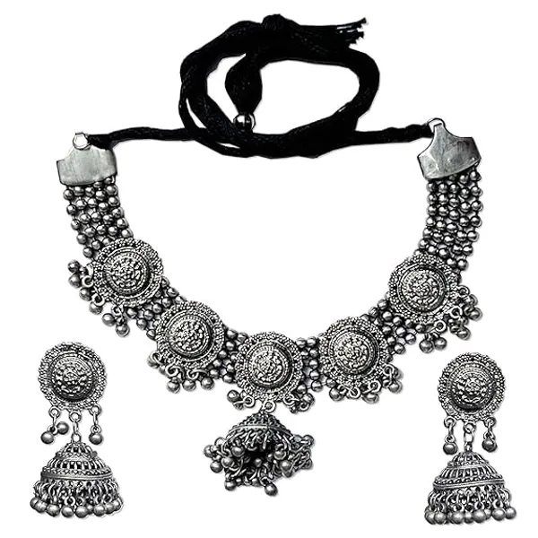 Oxidized_Antique_Afghan_Oxidized_Polished_Ethnic_Necklace_And_Earrings_Jewellery_Set_With_Ghungroo_Bells_For_Women_And_Girls