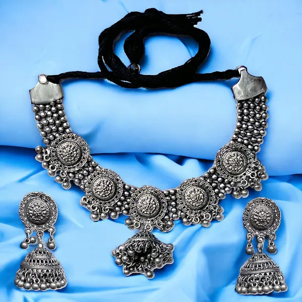 Oxidized_Antique_Afghan_Oxidized_Polished_Ethnic_Necklace_And_Earrings_Jewellery_Set_With_Ghungroo_Bells_For_Women_And_Girls