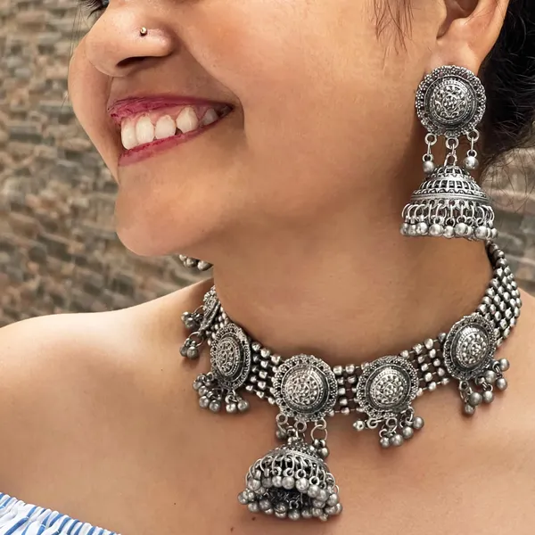 Oxidized_Antique_Afghan_Oxidized_Polished_Ethnic_Necklace_And_Earrings_Jewellery_Set_With_Ghungroo_Bells_For_Women_And_Girls