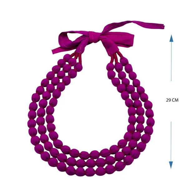 Pink_Handmade_Fabric_Bead_Necklace_For_Women_&_Girls_|_Triple_Layer_Adjustable_Cloth_Jewellery_|_Ethnic,_Haldi,_Bridal_Wear