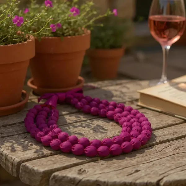Pink_Handmade_Fabric_Bead_Necklace_For_Women_&_Girls_|_Triple_Layer_Adjustable_Cloth_Jewellery_|_Ethnic,_Haldi,_Bridal_Wear