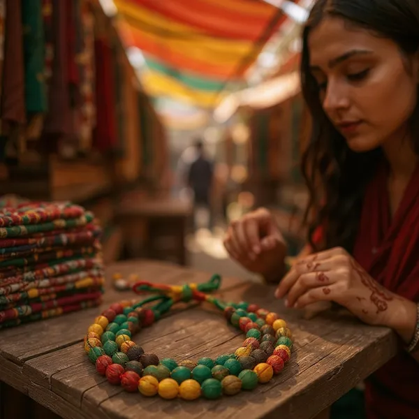 THE_STYLE_COURTYARD_Handmade_Fabric_Bead_Necklace_for_Women_&_Girls_|_Triple_Layer_Adjustable_Cloth_Jewelry_|_Ethnic,_Haldi,_Bridal_Wear_(Multiple_Colors)_(yello-green)