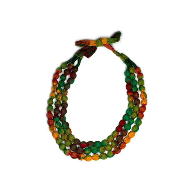 THE_STYLE_COURTYARD_Handmade_Fabric_Bead_Necklace_for_Women_&_Girls_|_Triple_Layer_Adjustable_Cloth_Jewelry_|_Ethnic,_Haldi,_Bridal_Wear_(Multiple_Colors)_(yello-green)