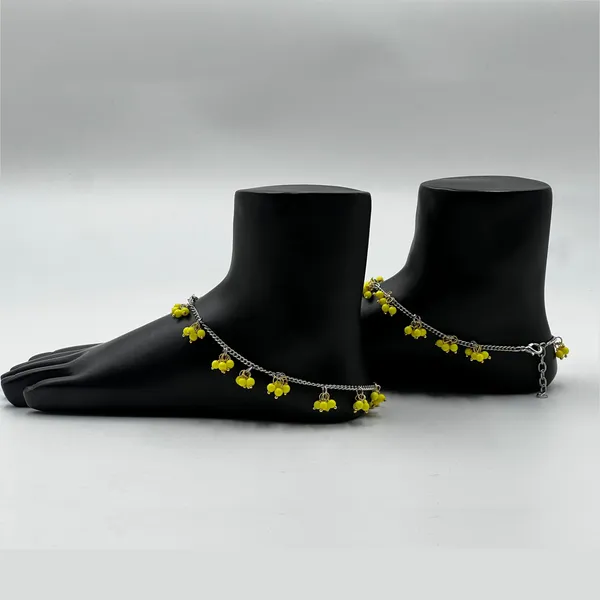 Oxidised_Haldi_Bridal_Jewellery_Oxidised_Traditional_Anklet_With_Yellow_Beads.