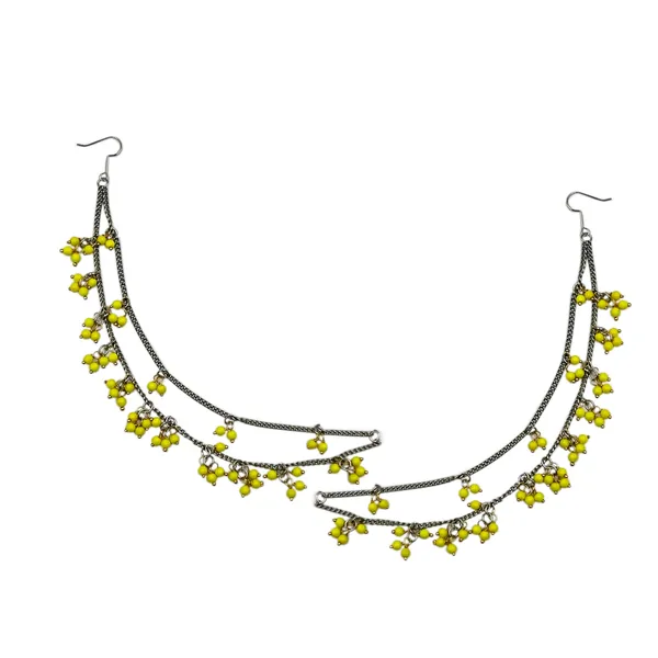 Oxidised_Haldi_Bridal_Jewellery_Oxidised_Traditional_Kan_Chain_With_Yellow_Beads