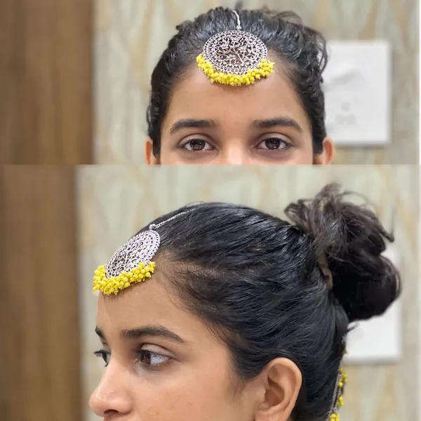 Oxidised_Haldi_Bridal_Jewellery_Oxidised_Traditional_Maang_Tika_With_Yellow_Beads