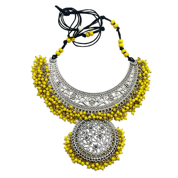 Oxidised_Haldi_Bridal_Jewellery_Oxidised_Traditional_Necklace_With_Yellow_Beads