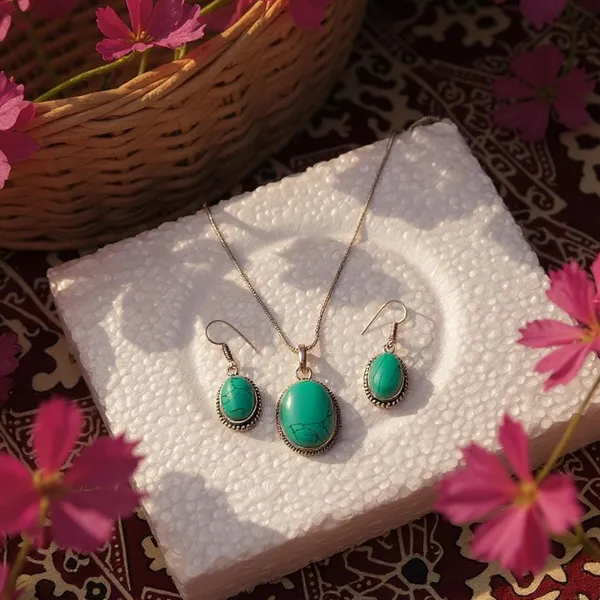 Cyan_Oxidised_Necklace_&_Earrings_Set_For_Women_&_Girls_Cyan_Stone_Pendant_Jewellery_For_Ethnic_&_Stylish_Wear