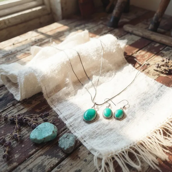 Cyan_Oxidised_Necklace_&_Earrings_Set_For_Women_&_Girls_Cyan_Stone_Pendant_Jewellery_For_Ethnic_&_Stylish_Wear
