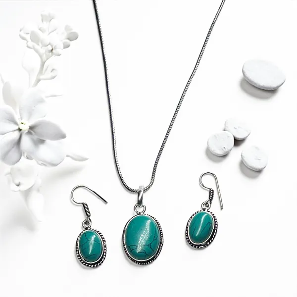 Cyan_Oxidised_Necklace_&_Earrings_Set_For_Women_&_Girls_Cyan_Stone_Pendant_Jewellery_For_Ethnic_&_Stylish_Wear