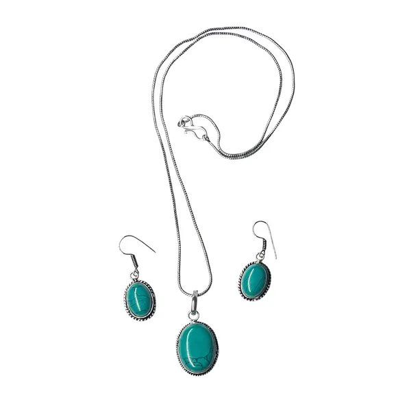 Cyan_Oxidised_Necklace_&_Earrings_Set_For_Women_&_Girls_Cyan_Stone_Pendant_Jewellery_For_Ethnic_&_Stylish_Wear