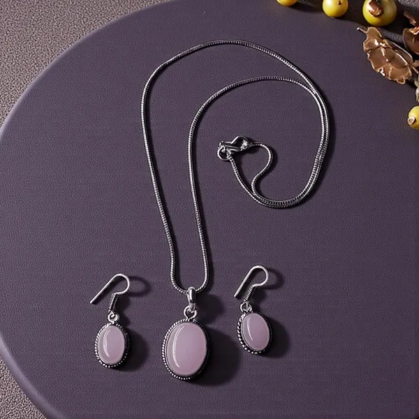 Pink_Oxidised_Necklace_&_Earrings_Set_For_Women_Pink_Stone_Pendant_Jewellery