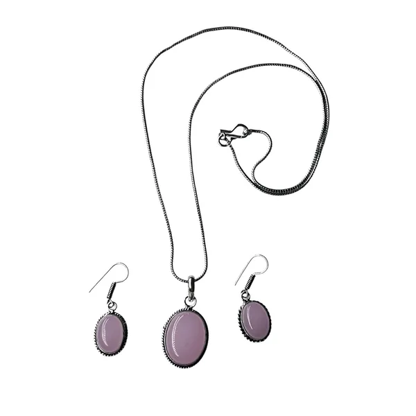 Pink_Oxidised_Necklace_&_Earrings_Set_For_Women_Pink_Stone_Pendant_Jewellery