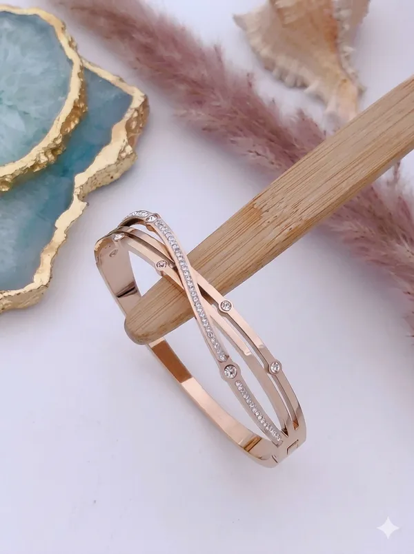 Anti-tarnish_Rose_Gold-Plated_Criss-Cross_Bangle_Bracelet