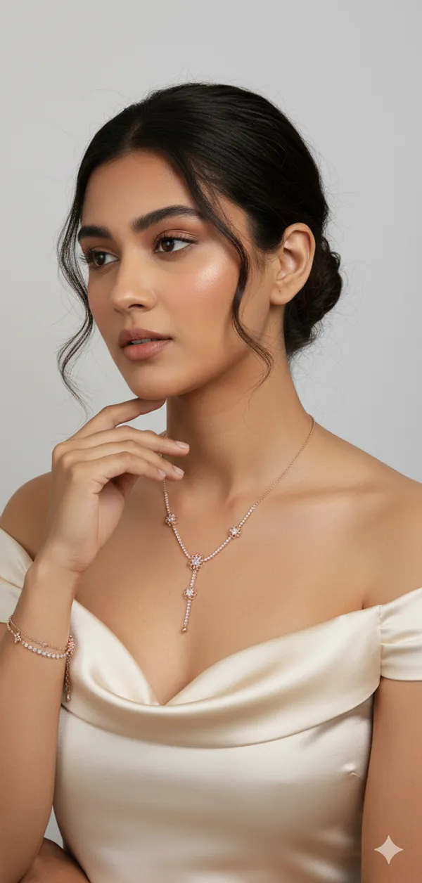 Rose_Gold_Brass_Delicate_Necklace_With_Matching_Bracelet_For_Women