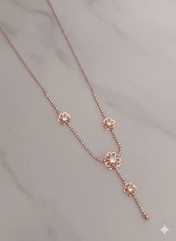 Rose_Gold_Brass_Delicate_Necklace_With_Matching_Bracelet_For_Women