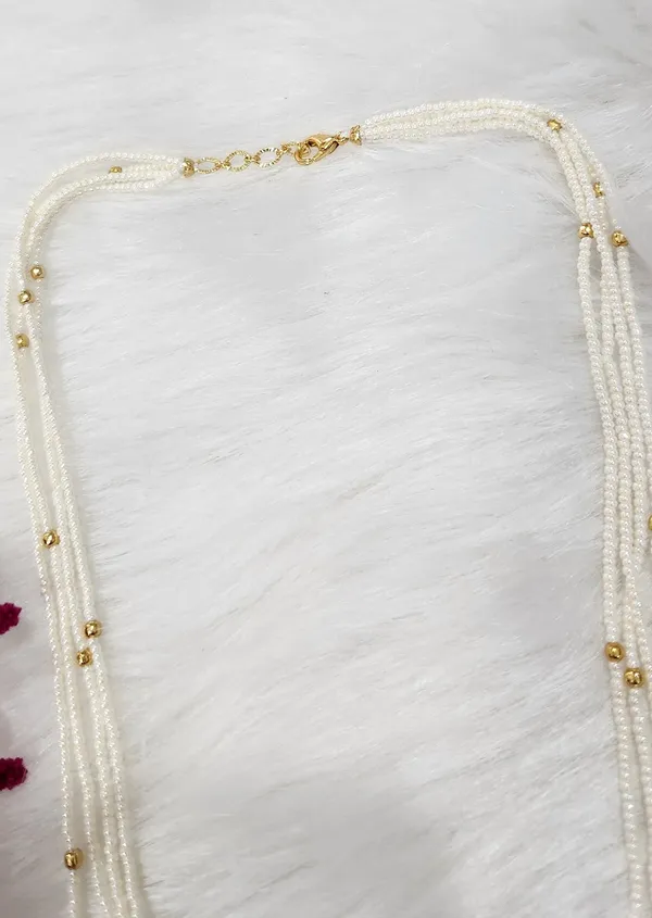 Elegant_Four_Line_White_Pearl_&_Golden_Bead_Necklace