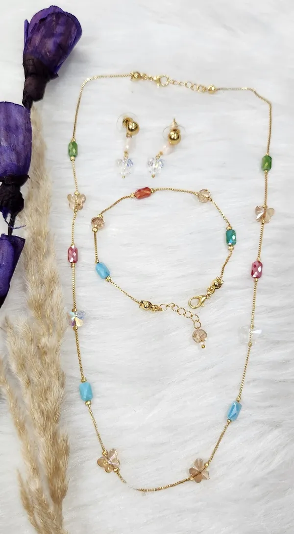 Multy_Crystal_Chain_Bracelate_and_Earing_Combo