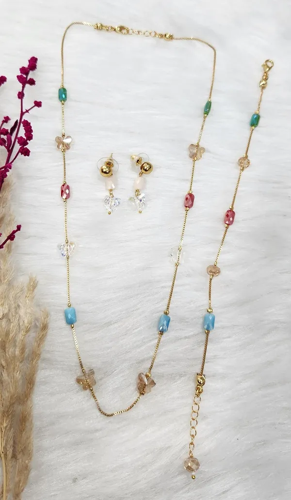 Multy_Crystal_Chain_Bracelate_and_Earing_Combo