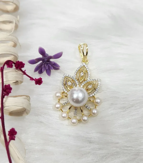 Pearl_&_American_Diamond_"Lotus_Bloom"_Pendant_Set