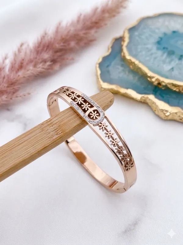 Stainless_steel_Rose_Gold-Plated_Floral_Kada