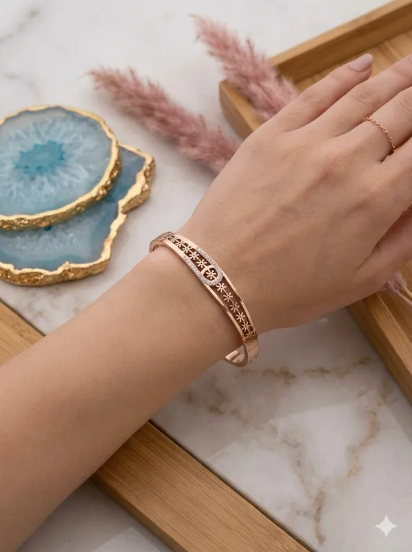 Stainless_steel_Rose_Gold-Plated_Floral_Kada