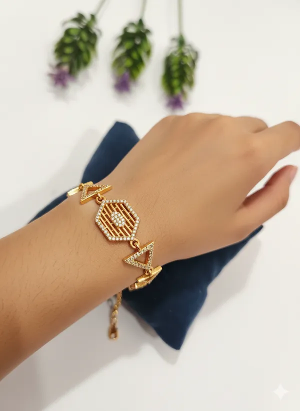 Gold_Brass_Triangle_Bracelet_For_Women